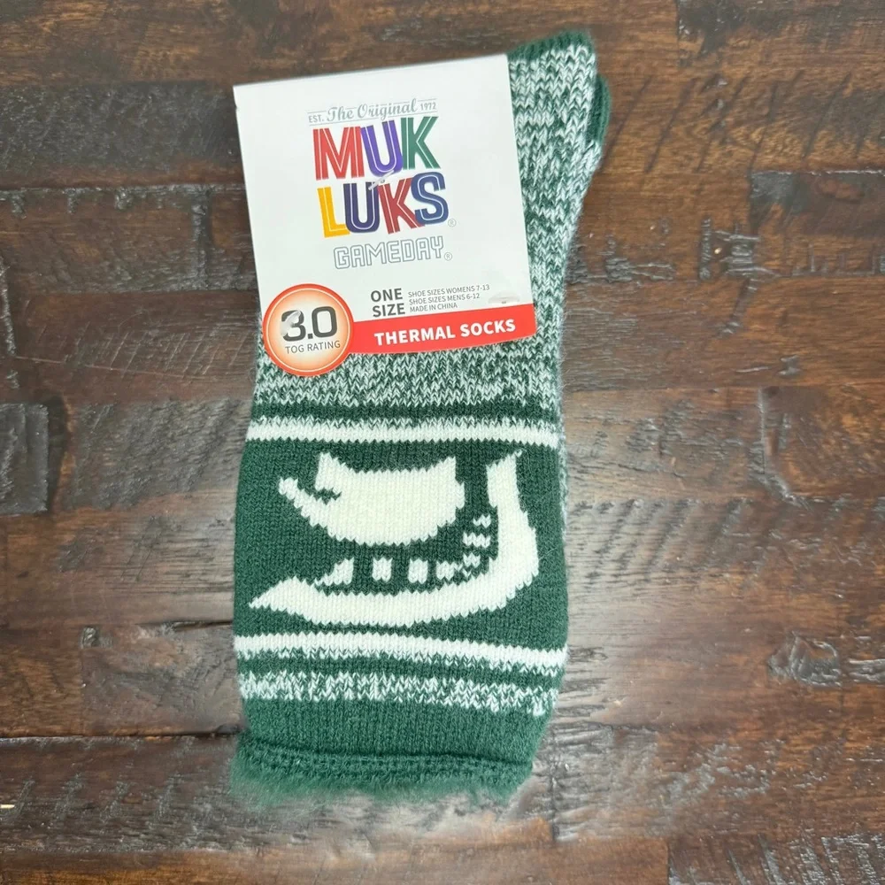 Muk Luks Gameday Michigan State Spartans Thermal Socks 3.0 Tog Rating Unisex NEW